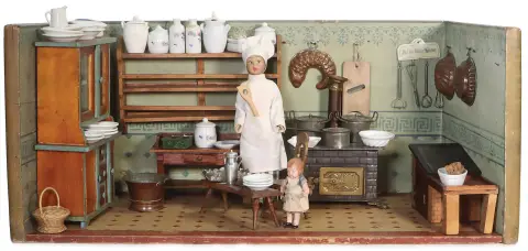 Kleine poppenhuis keuken