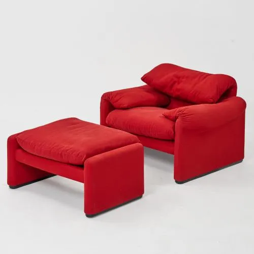 Vico Magistretti – Sessel mit Ottoman 'Maralunga', 1973 (Entwurf)