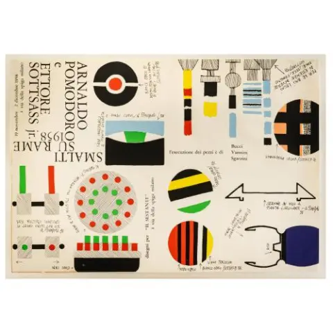 Ettore Sottsass – Affiche 'Smalti su Rame', pour la Galerie Il Sestante, 1958