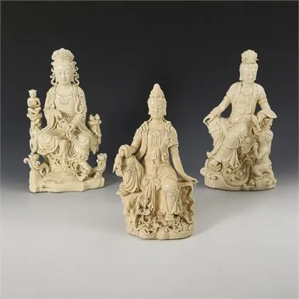 3 figures blanc de Chine - Guanjin