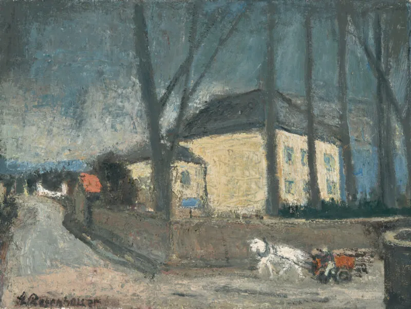 Rosenhauer, Theodor – Haus mit Schimmelgespann in der Lößnitz