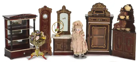 Poppenhuis meubels met Boulle ornamenten