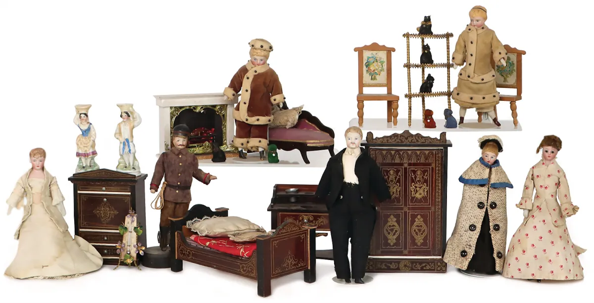 Konv. Biedermeier Puppenstuben-Möbel
