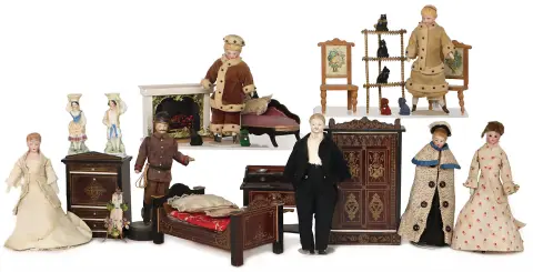 Lot Biedermeier poppenhuis meubels