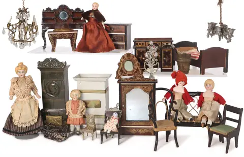 Lot poppenhuis meubels