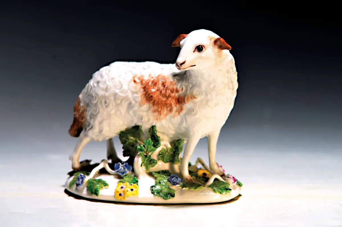 Porcelain figurine, "Sheep", Meissen, circa 1747-50, design P. Reinicke 1747, standing sheep