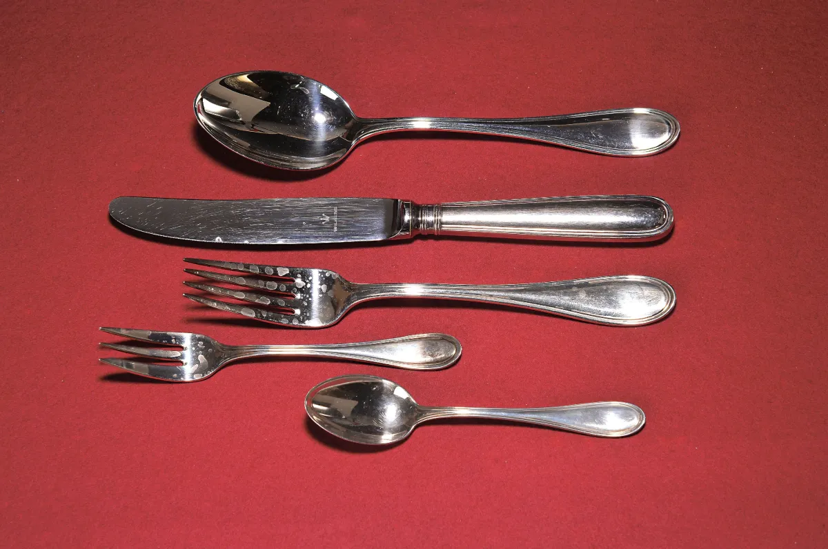 Silver cutlery set, Wilkens, Faden, sterling silver, 6 knives, 6 forks, 6