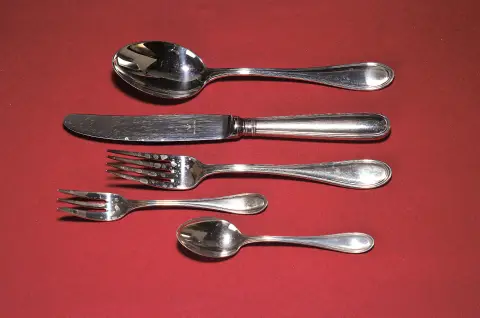 Ménagère en argent, Wilkens, Faden, argent sterling, 6 couteaux, 6 fourchettes, 6