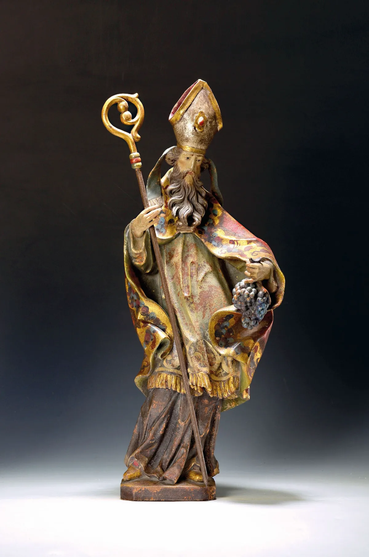 Holzskulptur Hl. Urban, süddeutsch, 2.Hälfte 20.Jh., Holz, vollplastisch geschnitzt,
