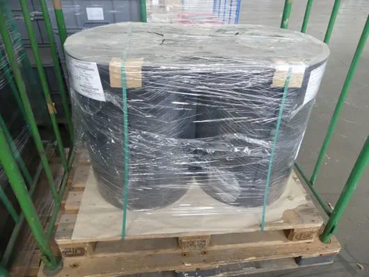 Lot of PS films, format 710 mm, 2300 my, with storage rack