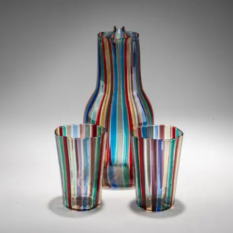 Gio Ponti – Carafe avec deux verres 'A canne', 1946/47