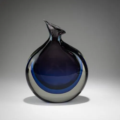 Flavio Poli – Wazon 'Sommerso grigio blu', około 1960
