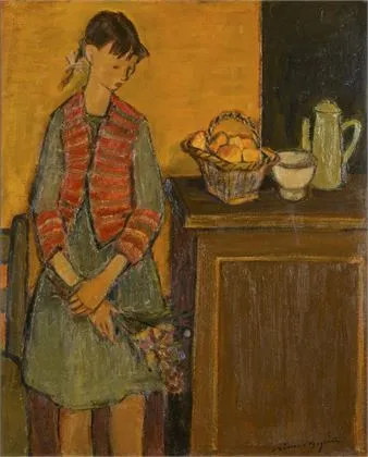 SIMON-AUGUSTE, Simon (1909 Marseille - 1987 Roanne/Loire): genremotiv med ung kvinde