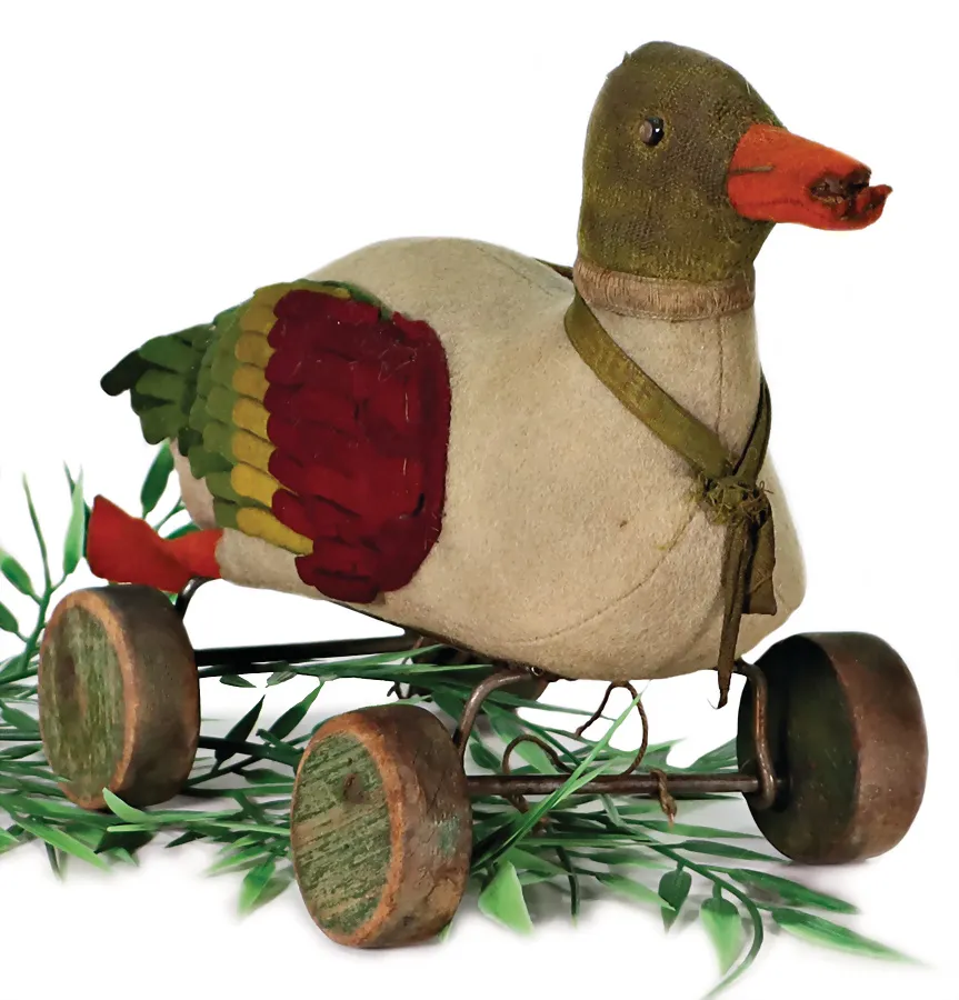 STEIFF – Canard à bascule sur roues à excentrique en bois