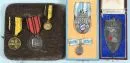 Badges and medals, 5 pieces – including loyalty badge of Bavarian industry, in case (3rd Reich), Württemberg merit medal, commemorative plaque in 800 silver "Nürnberger Reichsparteitag 1929"