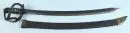 Sabre de cavalerie "ROM, Sömmerda" – monture en fer, patine foncée, plaque en laiton "P.A.Q. 695", poignée en bois, lame en acier, fourreau en cuir avec…
