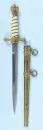 Naval officer's dagger – bakelite grip with wire wrap, pommel and crossguard of brass with relief decorations, steel blade (without…