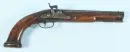 Percussionspistole – Schaft Nussbaum, Messingbeschläge, Eisenschloss, oktogonaler Stahllauf, L= 43 cm, Anfang 19. Jh.;