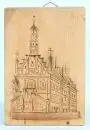 Modèle "Kempten" – bois, vue sculptée de l'hôtel de ville, 12 x 8 cm