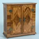 Model cabinet – walnut, ribbon inlays, 4 squashed feet, 2 doors, profiled cornice, 32 x 32 x 12 cm, Baroque style 20th c.