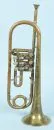 Musical instrument - Trumpet – Brass, 3 valves, L= 46 cm, signs of use, slightly dented;