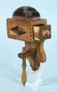Needle box – walnut, 1 drawer, top with pincushion, screw handle, H= 20 cm, 19th c.;