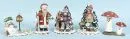 Rookmannetjes, 5 stuks – hout, polychroom, H= 14-19 cm, sneeuwpop, Kerstman, paddenstoelen, skiër, Ertsgebergte