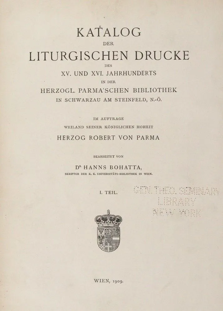 Bohatta,H. – Katalog liturgických tisků XV