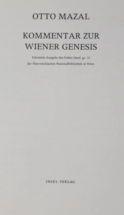 Wiener Genesis – Facsimile-uitgave van Codex theol. gr. 31