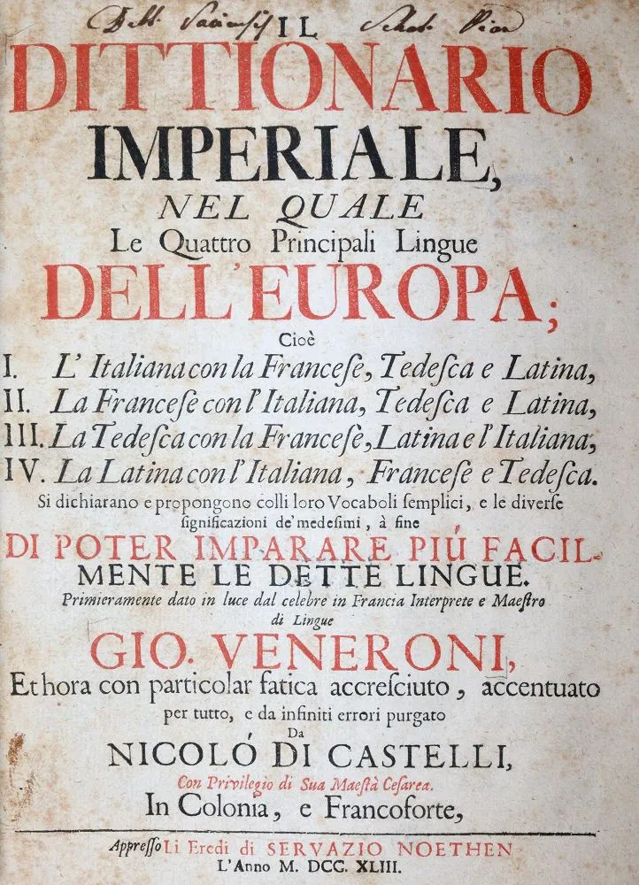 Veneroni,G. – Dittionario Imperiale..