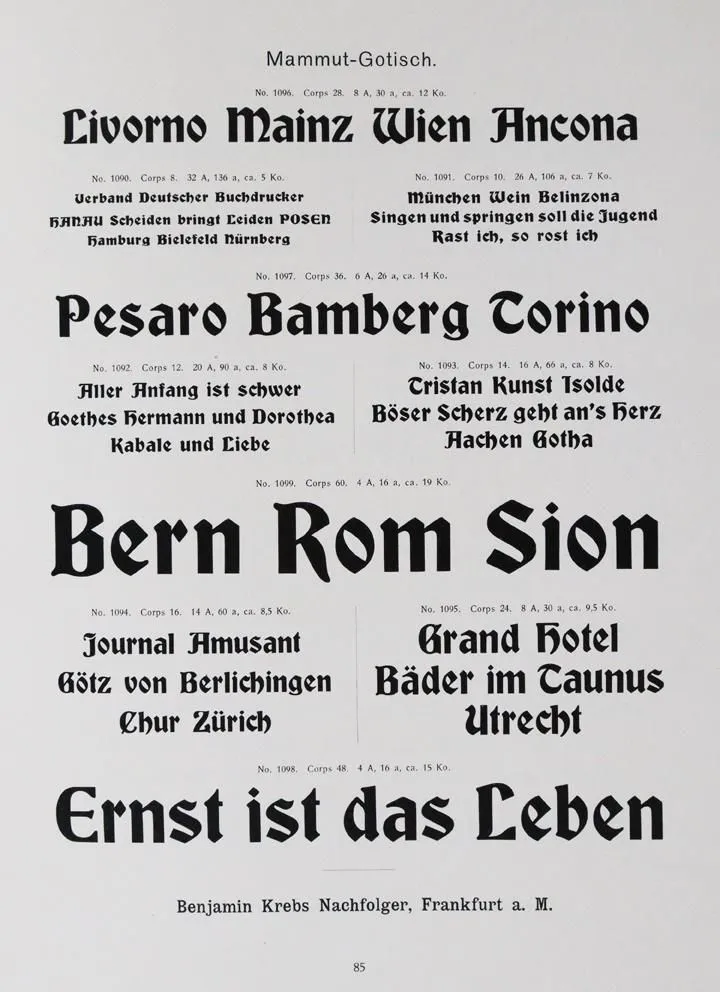 Krebs,B. – Schriftproben, (vydání 1926)