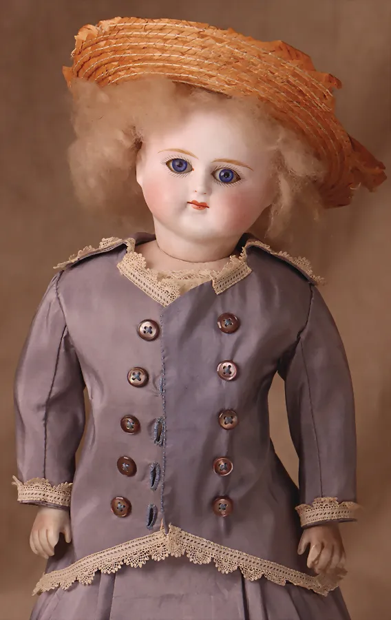 Lalka z porcelany biscuit z obrotową głową