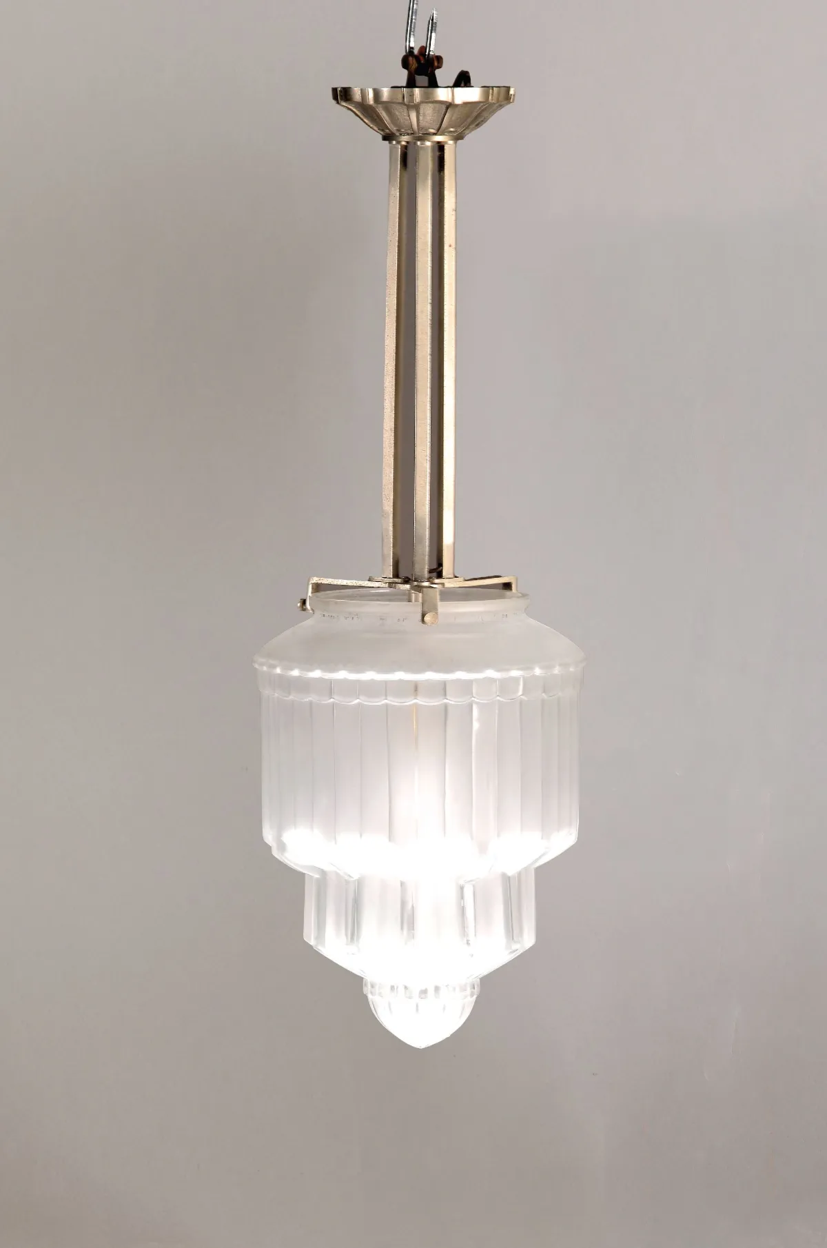 Plafondlamp, Verrerie D'Art Lorrain, jaren 1920, één fitting, matglas