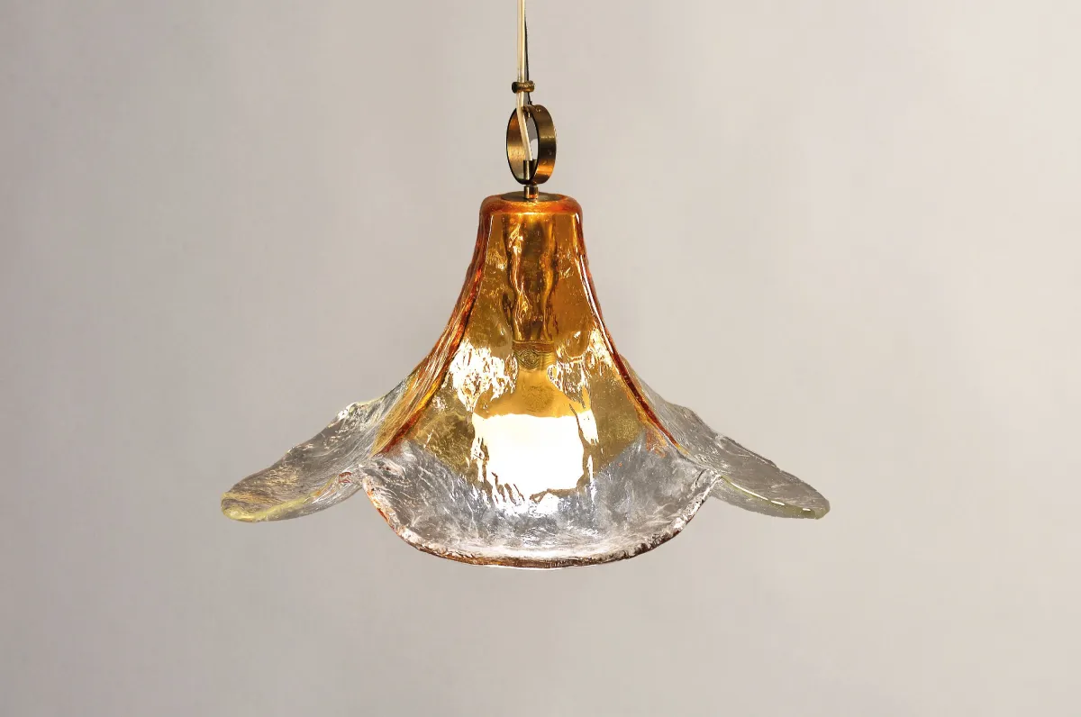 Suspension/plafonnier, Murano, probablement AV Mazzega Murano, Flower/Flora, incolore
