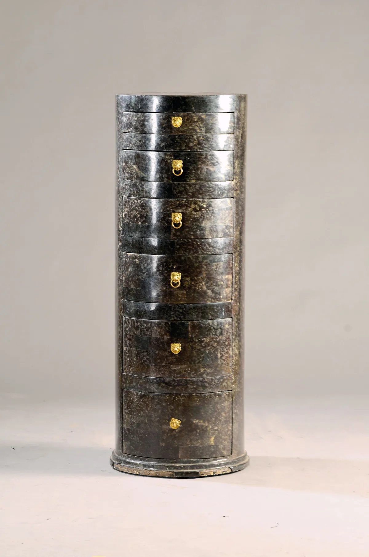 Column commode, contemporary, 20th c., wooden body with decorative figured