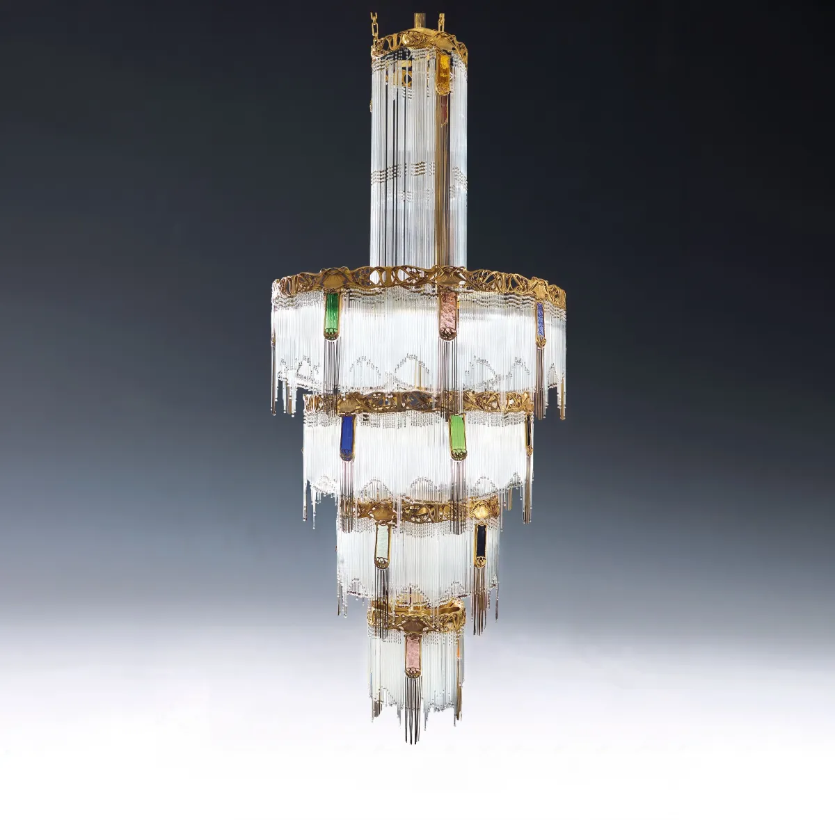 Monumental 310cm high ceiling light / spectacular grand chandelier, design probably Hector