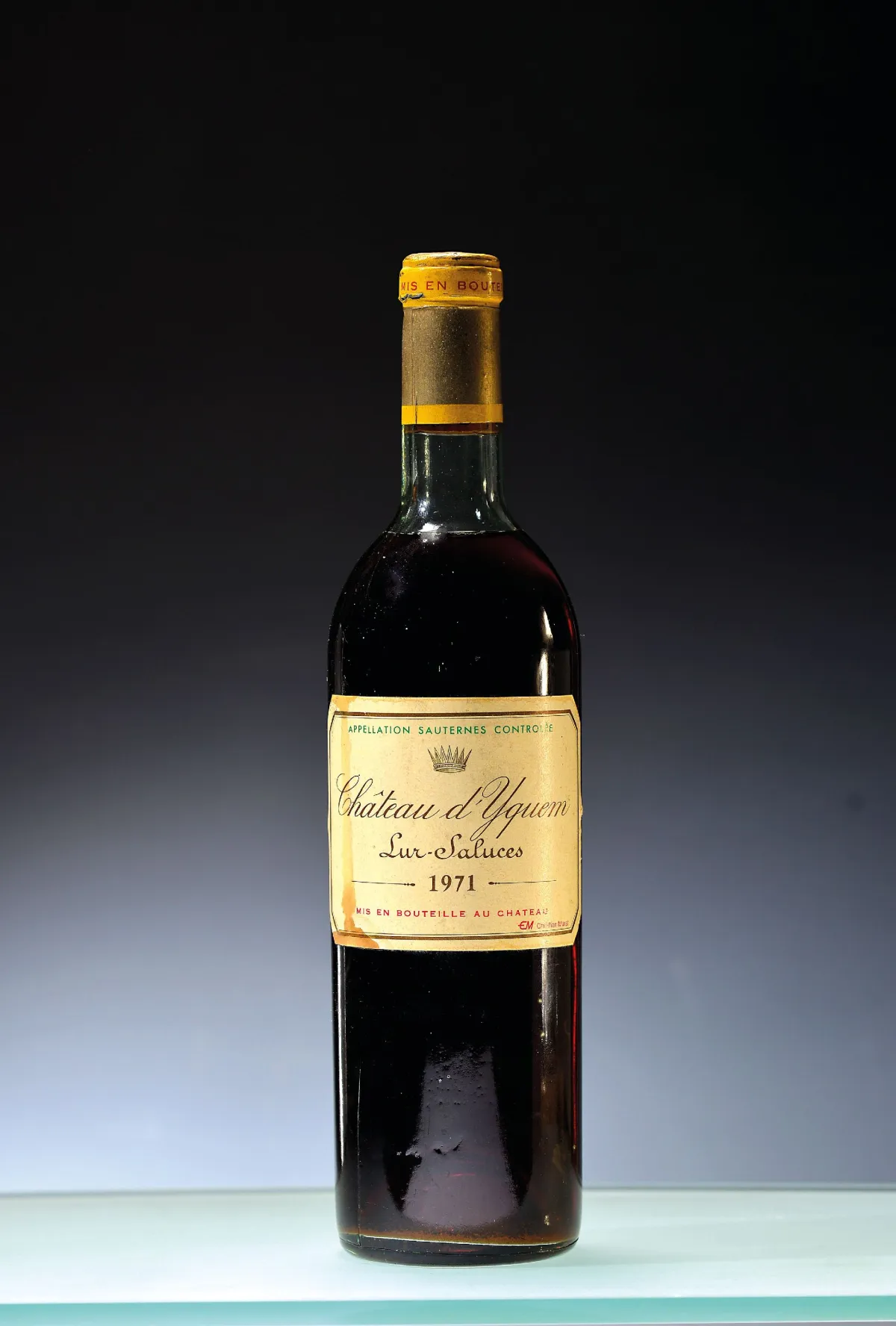 1 butelka 1971 Chateau d'Iquem, Lur-Saluces, ok. 75cl, mid shoulder, nie degustowano