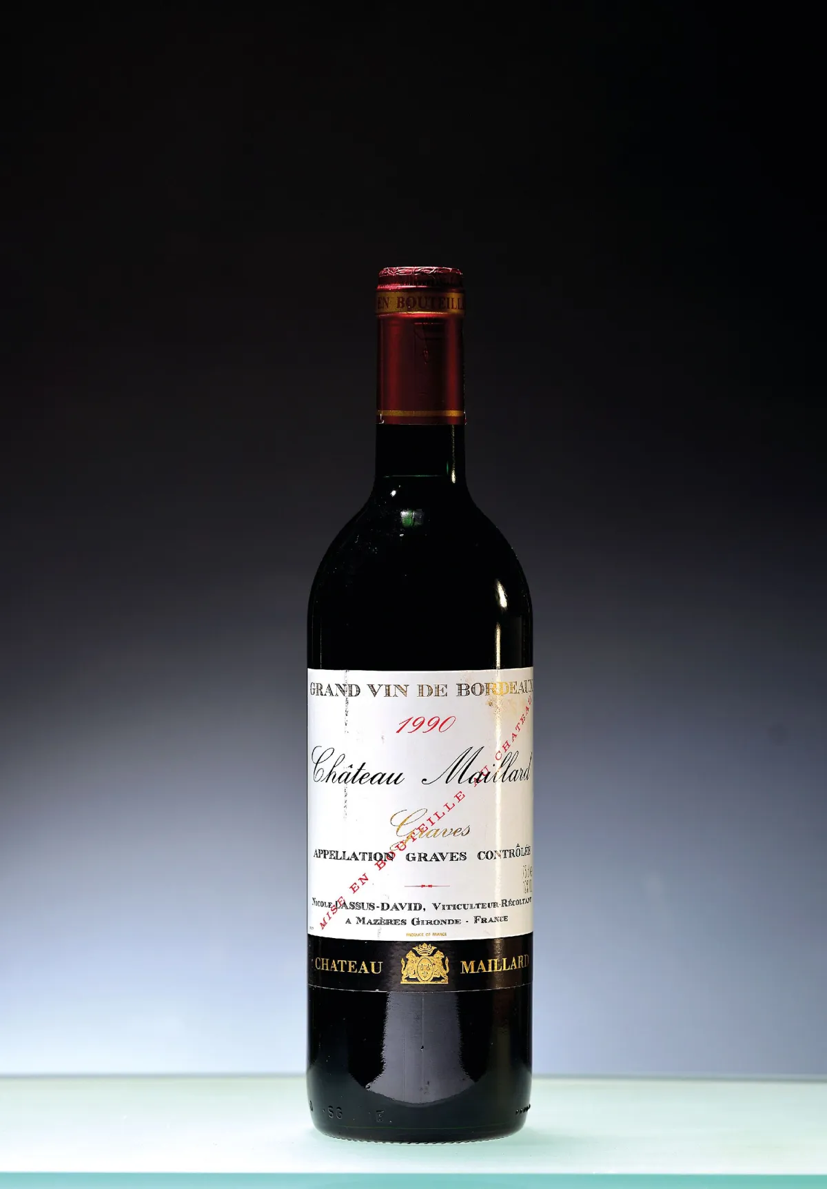 1 Flasche 1990 Chateau Maillard, Graves, ca. 75 cl, 12%Vol, into neck