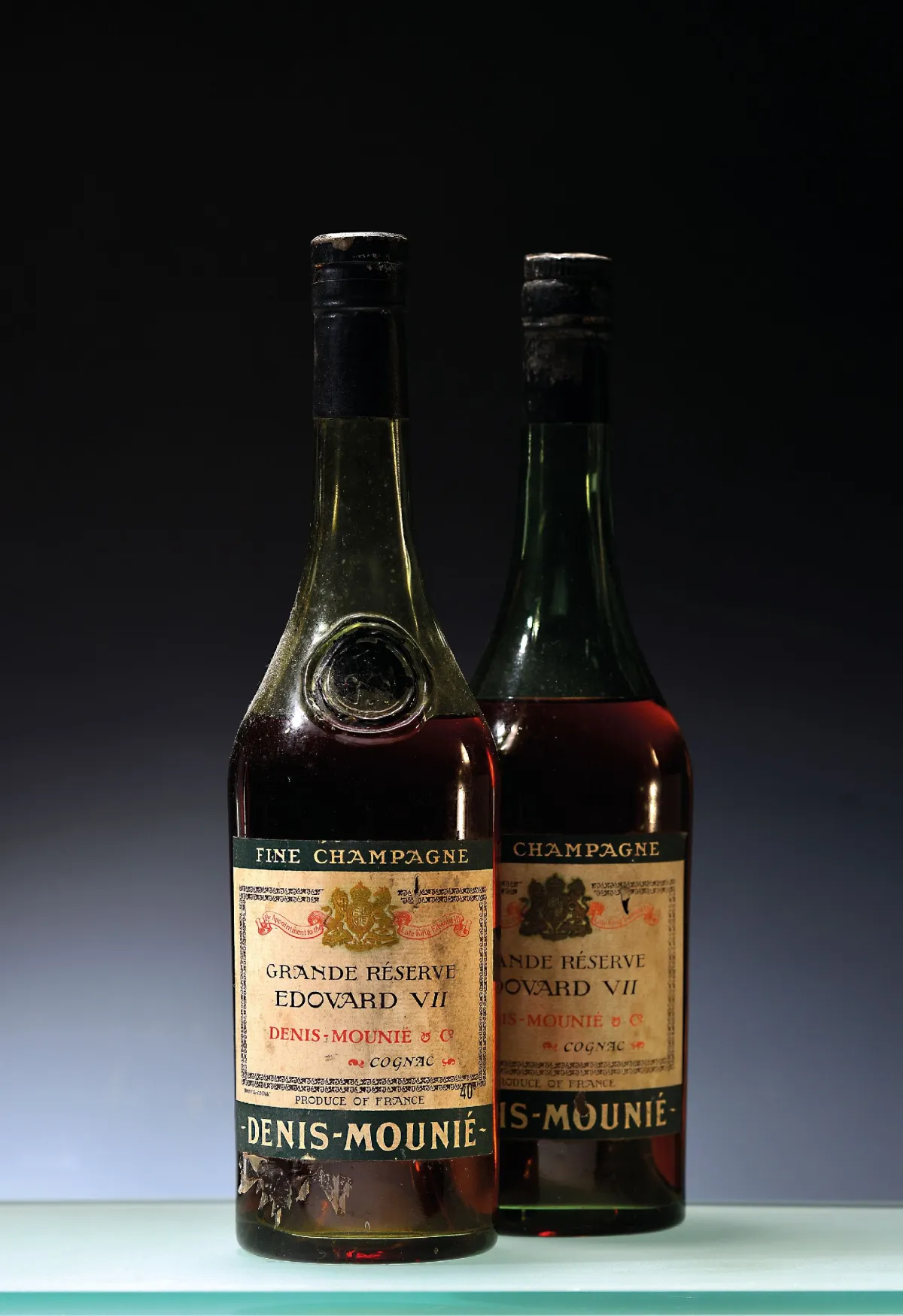 5 Flaschen Denis Mounie Grand Réserve, Cognac, Edouard VII, Fine Champagne, 40%,