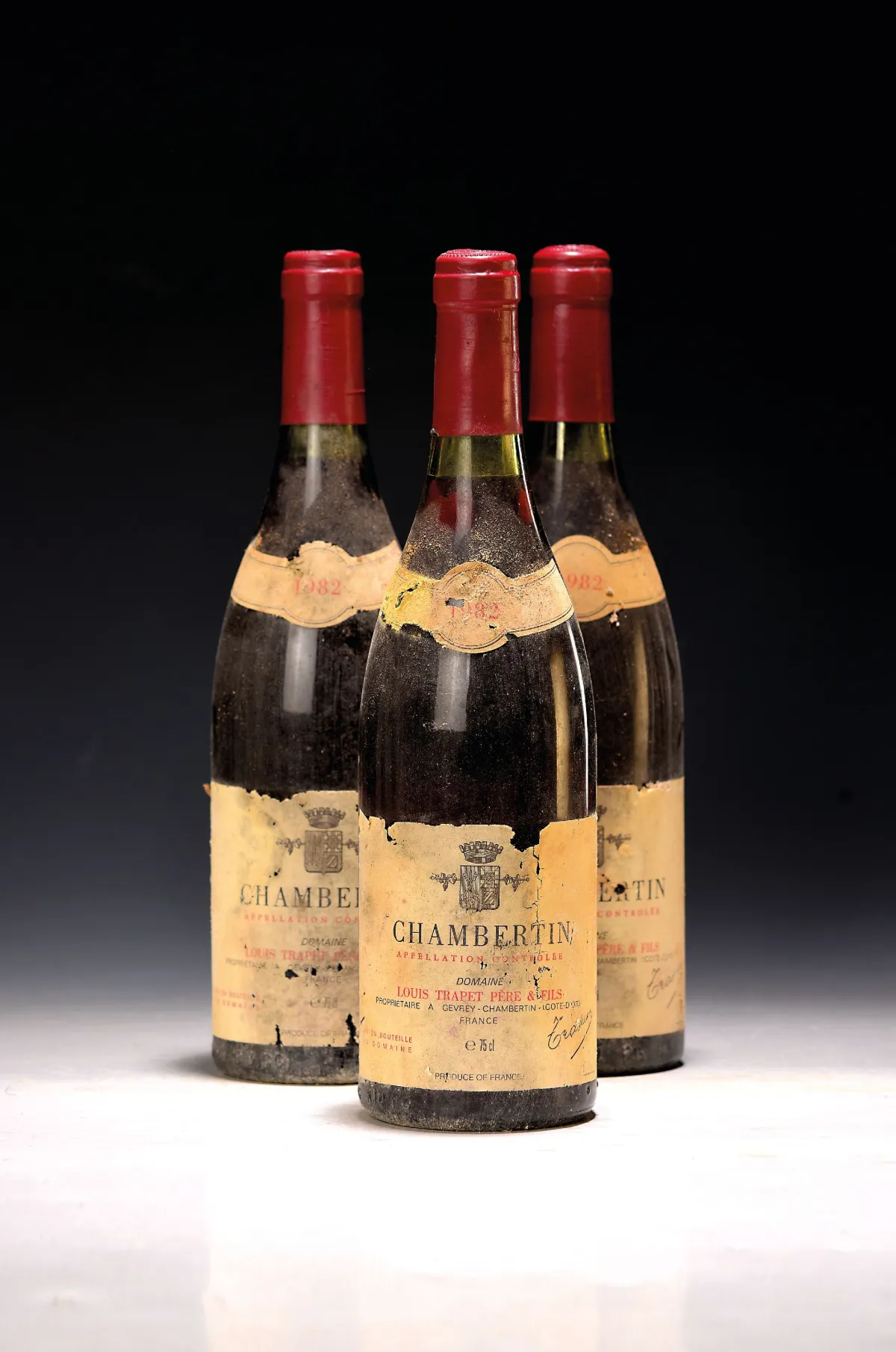 5 Flaschen 1982 Domaine Trapet Pere et Fils Chambertin, Cote de Nuits, ca. 75cl,