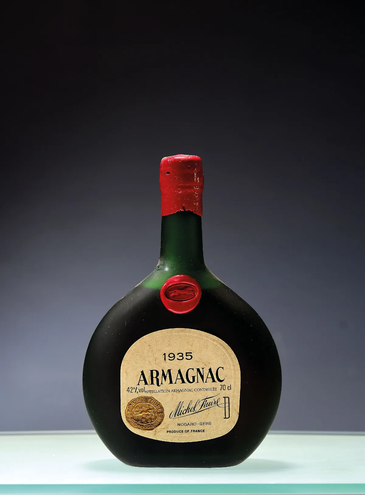 1 bouteille Armagnac Michel Faure 1935, 70cl, 42% Vol., orig. bouchée et non dégustée, dans