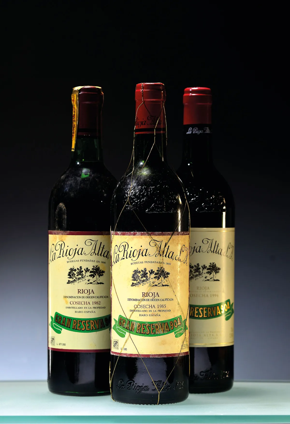 3 Flaschen La Rioja Alta S.A. Gran Reserva 904, Jg. 1982/85/94, Rioja DOCa, Spanien, je