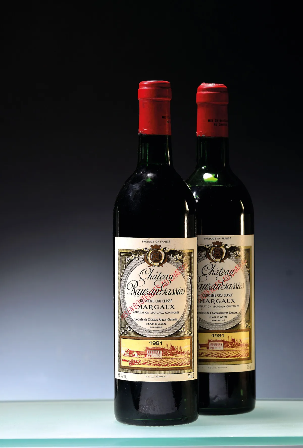 2 lahve 1981 Chateau Rauzan-Gassies, Margaux, Grand Cru Classe, cca 75cl, 12%Vol.,