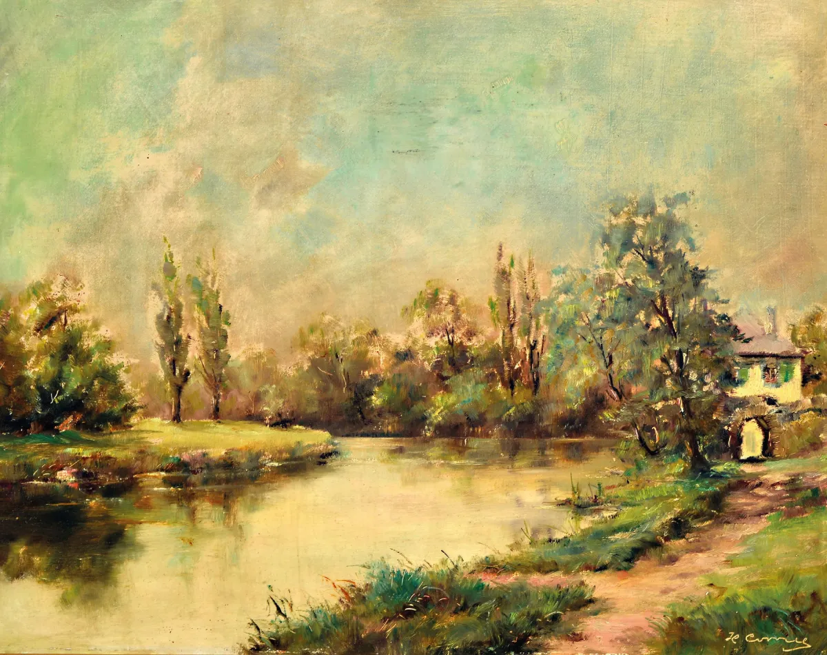 Hermann Corell, 1905-1976 Neustadt, Altwasser-Landschaft, signiert, Öl/Masonit, 36x44