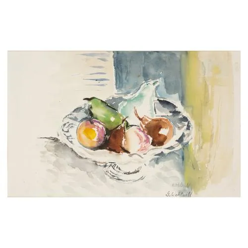 Gretchen Wohlwill – 'Still life with fruit bowl', probably 1950s