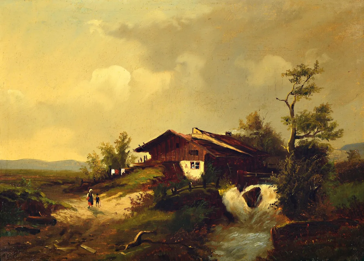 A. Cetliy (?), artiste de la fin du 19e siècle, paysage d'Europe centrale