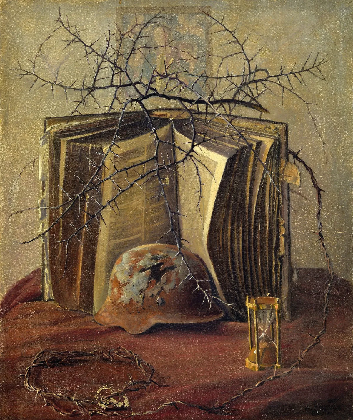 Albert Finck, 1895-1958 Bretten, Militaria -Stillleben im Kontext des 2.WK, mit