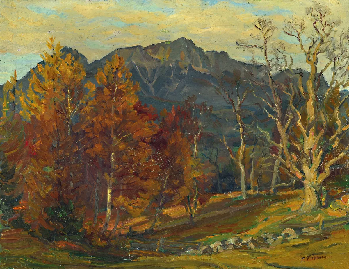 Peter Förtsch, 1888 Nuremberg-1972 Berchtesgaden, Allgäu in autumn, verso so