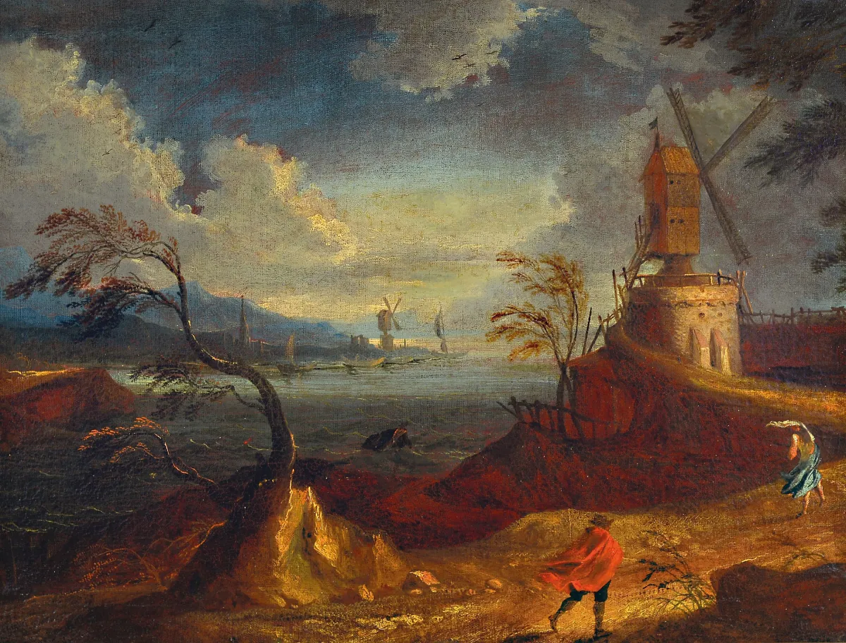 Artiste néerlandais du 18e s., paysage côtier néerlandais avec