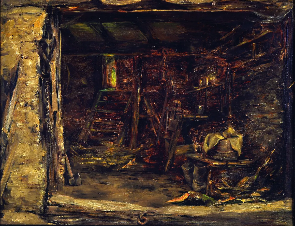 Mathilde Knoop-Spielhagen, 1861 Bremen-1904 Kronberg, stable or workshop interior